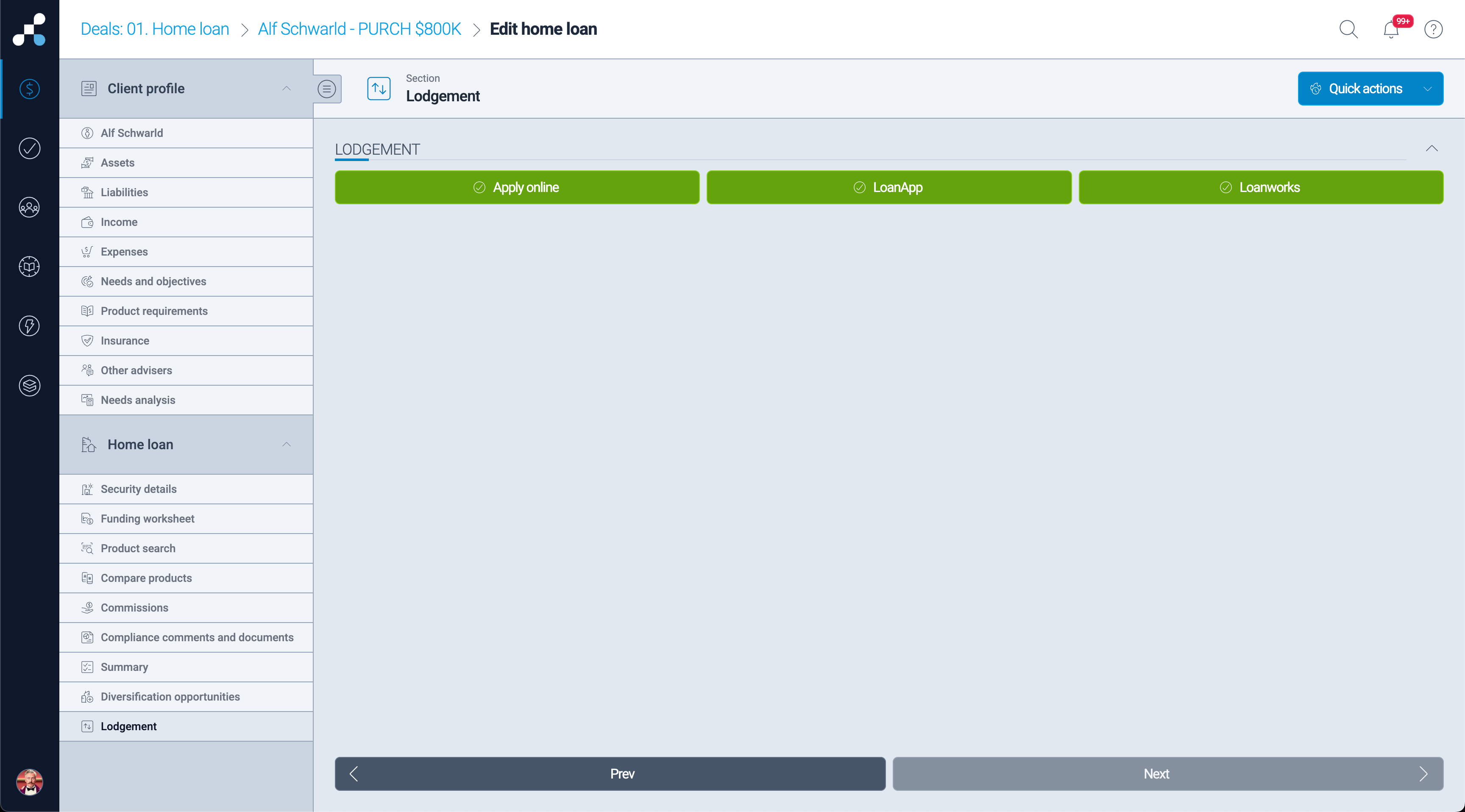 Salestrekker showing some gateway options for lodgement of loan application with lenders Salestrekker CRM
